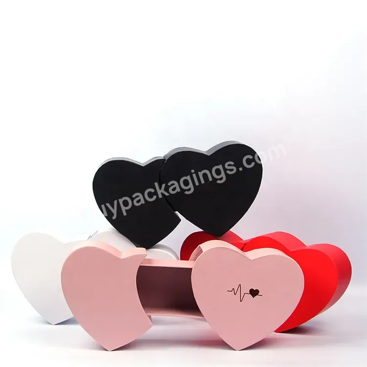 Sim-party Pretty Chocolate Rose Wedding Gift Boxes Heart Design Flower Bouquet Packaging Box 2pcs