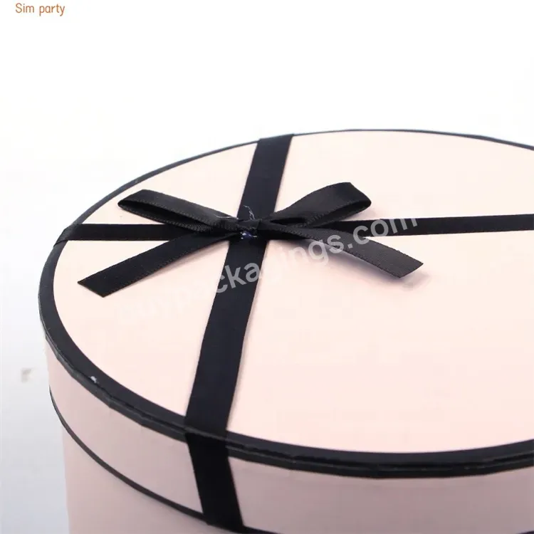 Sim-party Purple Valentine Round Rose 3pcs Bucket Box For Flower Packaging Box Sets With Ribbon