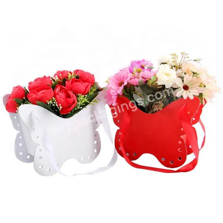 Sim-party Ribbon Handle Candy Butterfly Shaped Bouquet Boxes Box With Luxury Flower Gift Box Rose Packing