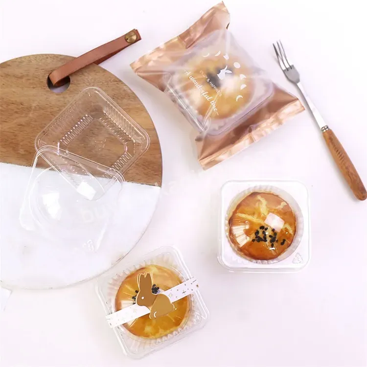 Sim-party Round 7.5 X 7.5 Food Transparent Plastic Egg Yolk Puff Boxes Single Mooncake Box With Lid