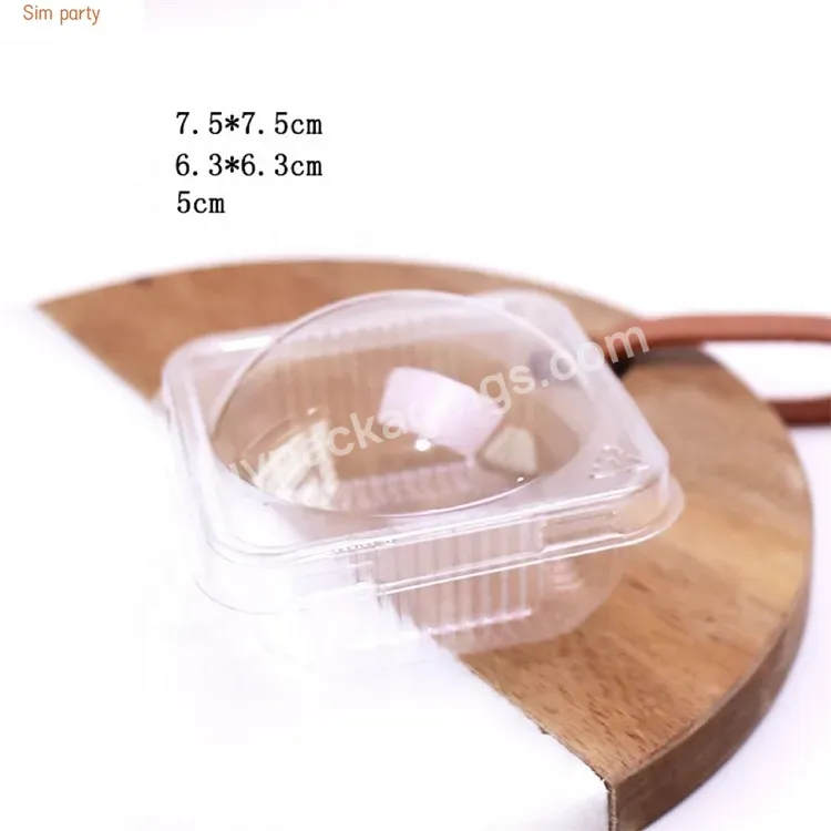 Sim-party Round 7.5 X 7.5 Food Transparent Plastic Egg Yolk Puff Boxes Single Mooncake Box With Lid