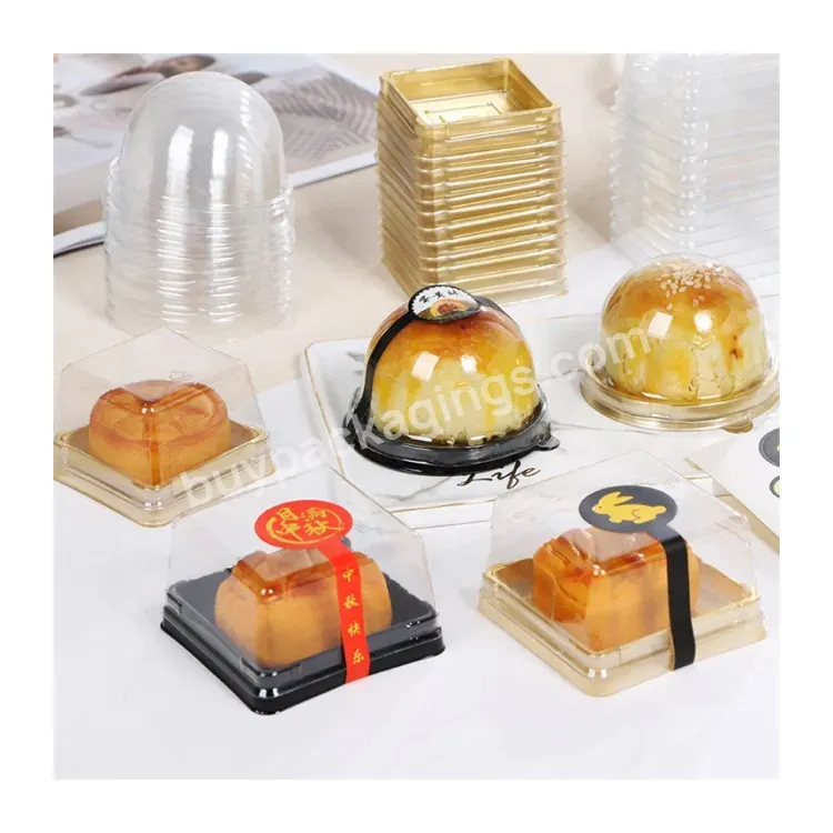 Sim-party Round Square Gold Black Mooncake 50g 80g 100g Egg Yolk Puff Boxes Moon Cake Blister Box