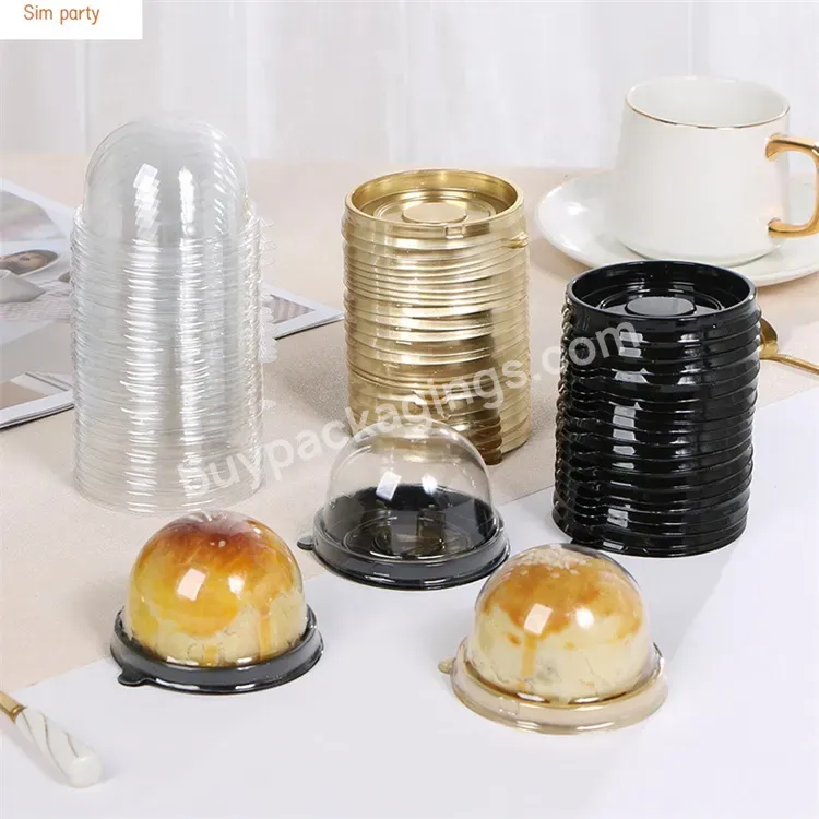 Sim-party Round Square Gold Black Mooncake 50g 80g 100g Egg Yolk Puff Boxes Moon Cake Blister Box