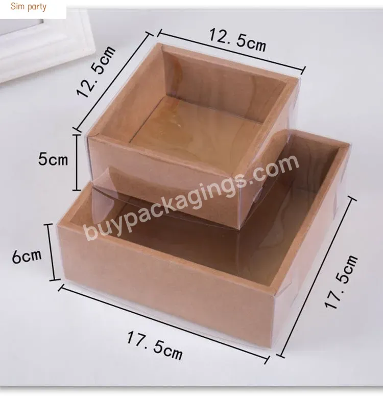 Sim-party Simple Biscuit White Black Kraft Egg Yolk Puff Boxes Mooncake Box With Transparent Lid