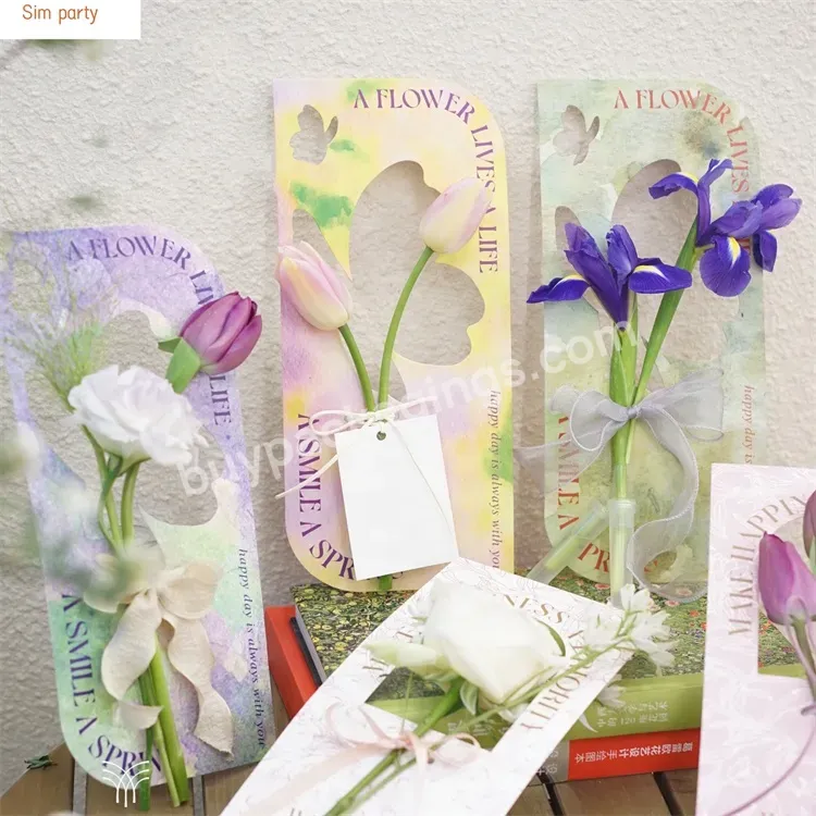 Sim-party Simple Green Girls Gift Butterfly Hollowing Single Bouquet Package Flower Card Paper Box