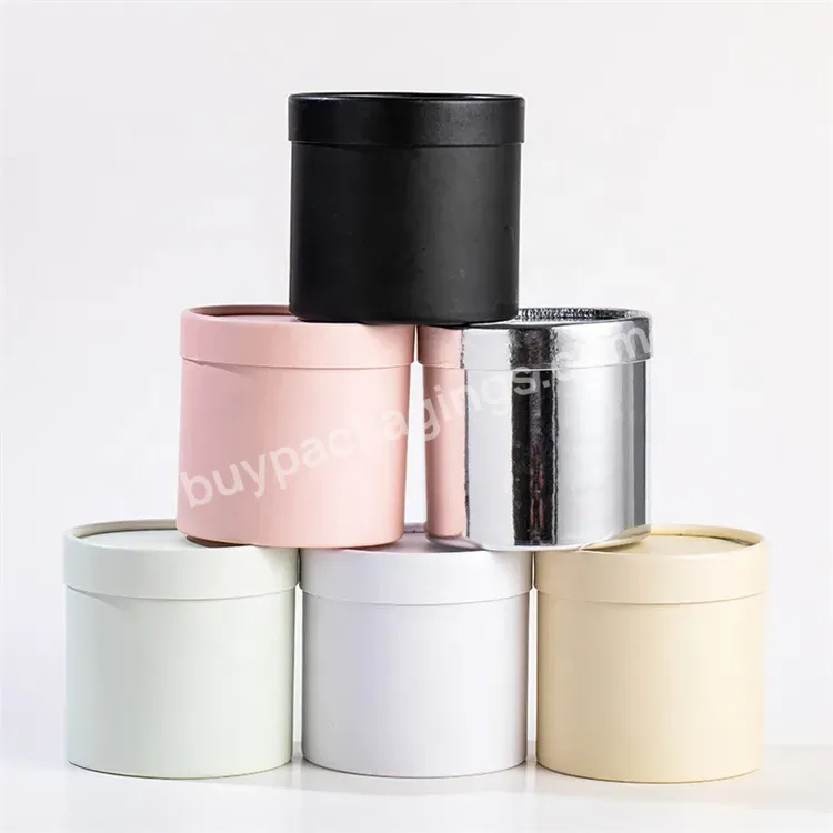 Sim-party Small Pink Silver Lid Gift Bucket 12 X 12 Rose Paper Round Hug Barrel Flower Boxes For Bouquets