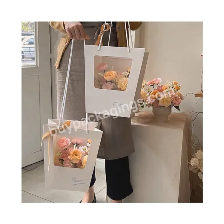 Sim-party Square Waterproof Bouquet Balloon Large Florist Handle Gift Bags Silver Mirror Flower Bag