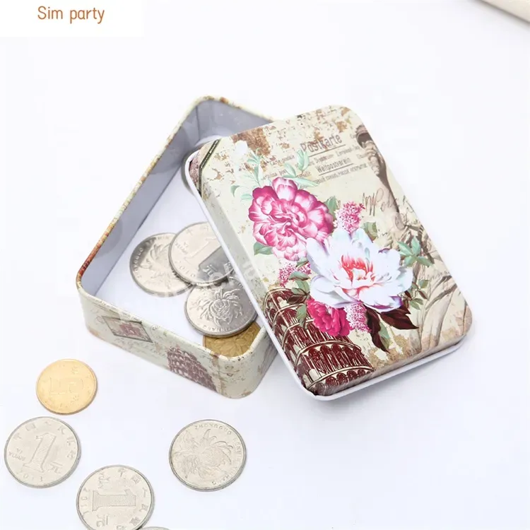 Sim-party Stock 9*6.5*2.5cm Rectangle Gift Box Storage Jar Child Resistant Tin Box Packaging Sliding Tin Box