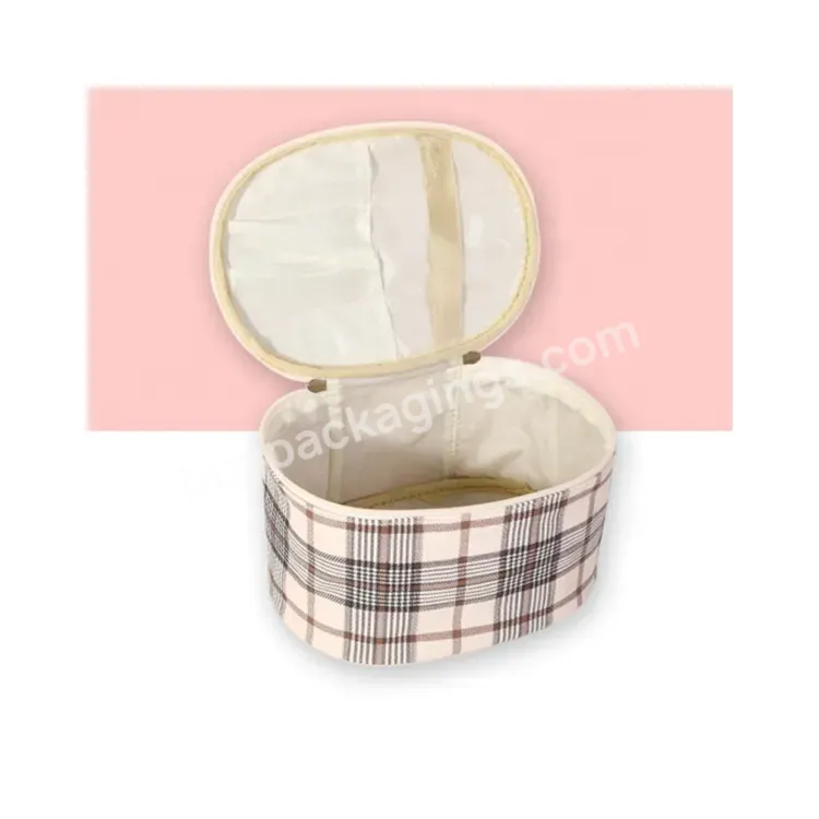 Sim-party Stock Classic Beige Plaid Travel Storage Toiletry Makeup Bags For Women Cosmetic Bag Wholesale