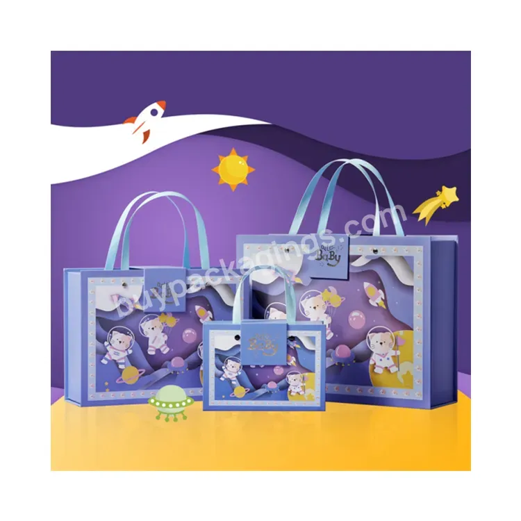 Sim-party Stock Cute Carton Magnetic Closure Kids Birthday Gift Box With Handle Baby Gift Box Set Newborn