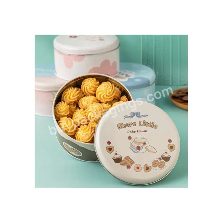 Sim-party Stock Cute Cartoon Bakery Cookie Biscuit Candy Tea Package Gift Box 13.5*7cm Round Tin Box