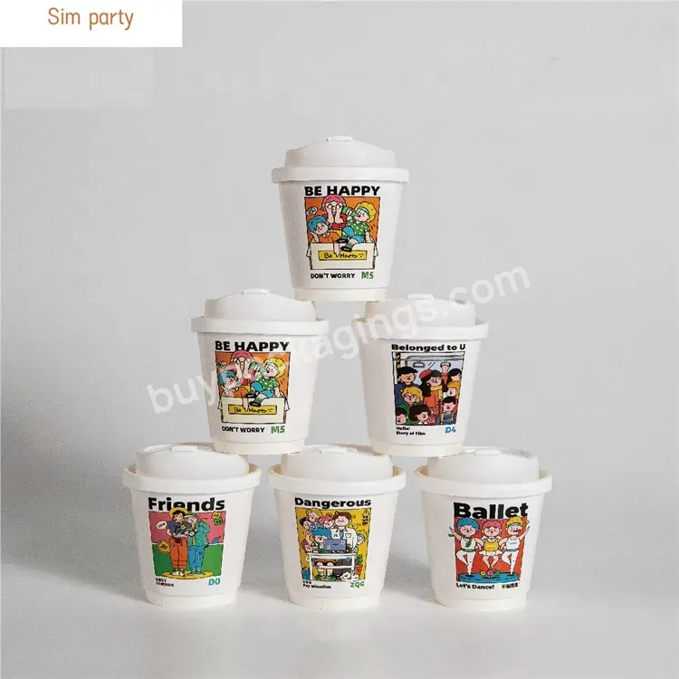 Sim-party Stock Disposable Thicken Heat Proof Hot Drink Takeaway Double Wall Paper Cups For Coffee