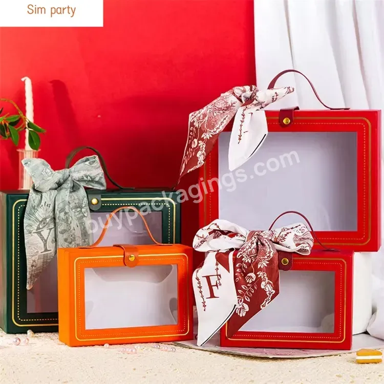 Sim-party Stock High-end Visible Clear Window Large Souvenir Gift Boxes Eid Mubarak Gift Box