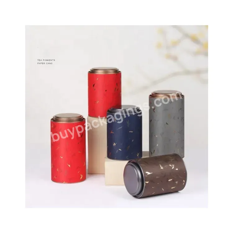 Sim-party Stock Metal Tin Lid Thick Specialty Paper Coffee Jar Container Cylinder Paper Tube Box For Tea