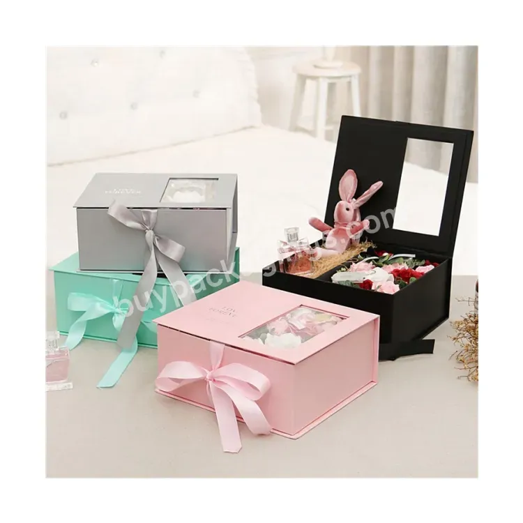 Sim-party Surprise Girls Clear Window Perfume Fruit Gift Boxes Box With Ribbon Flower Bouquet Decorative Ribbon