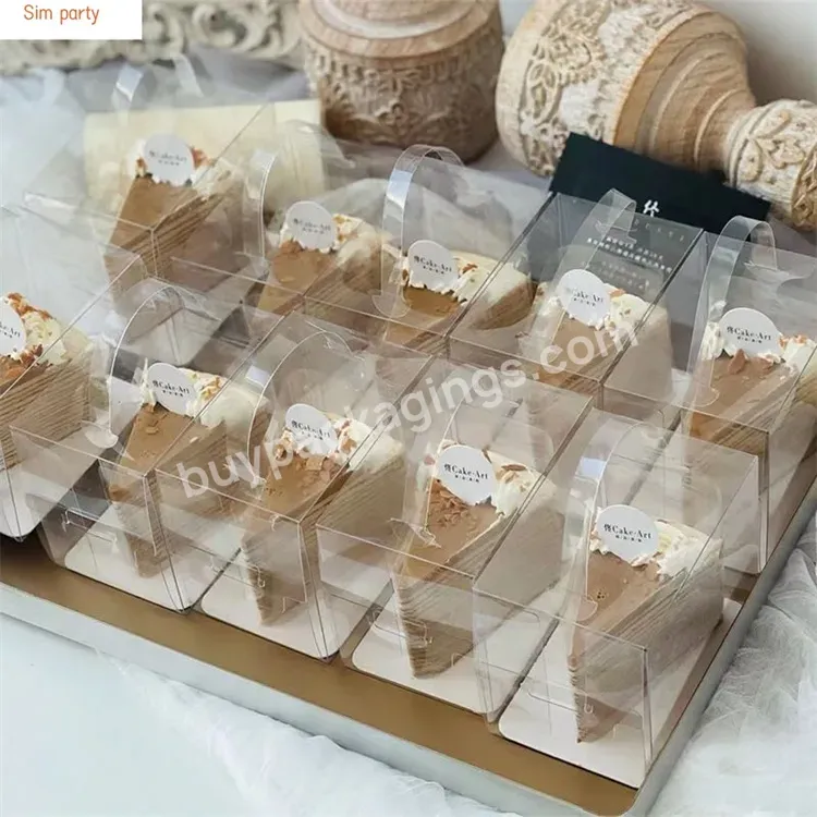 Sim-party Sweet Bakery Packing Handle Transparent 6 8 Inch Mousse Package Individual Cake Slice Boxes