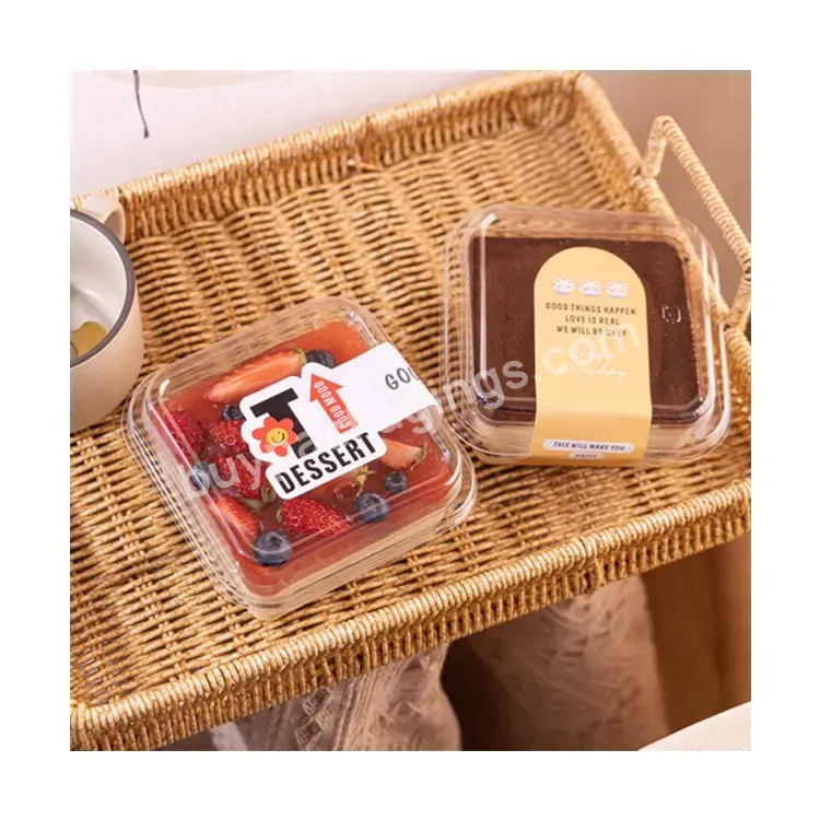 Sim-party Takeaway Fruit Mousse Transparent Lid Dessert Tiramisu Boxes Square Plastic Cake Box