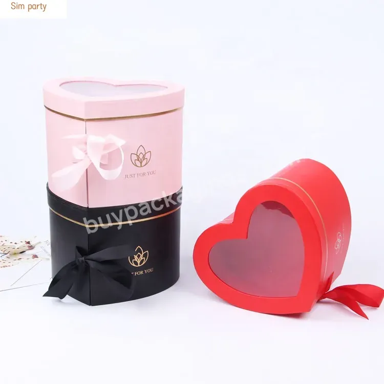 Sim-party Top Window Soap 2 Tier Rotate Rose Boxes Luxury Heart Flower Gift Box Wedding Flower Box