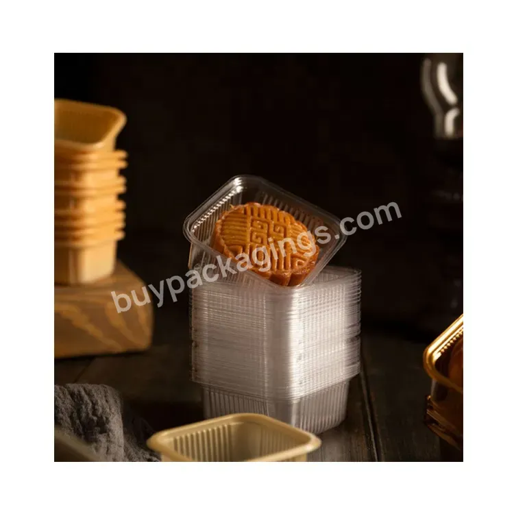 Sim-party Transparent Gold Square Round Dessert 50g 63g 100g Egg Yolk Puff Blister Box Mooncake Box Tray