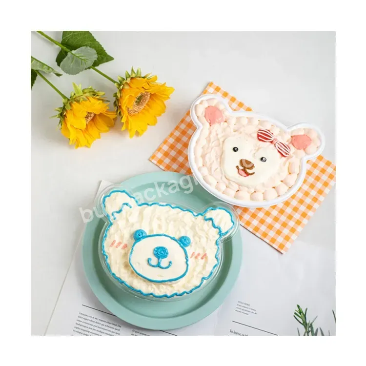 Sim-party Transparent Kids Mousse Takeaway Cute Bear Shaped Dessert Boxes Box Transparent For Cake