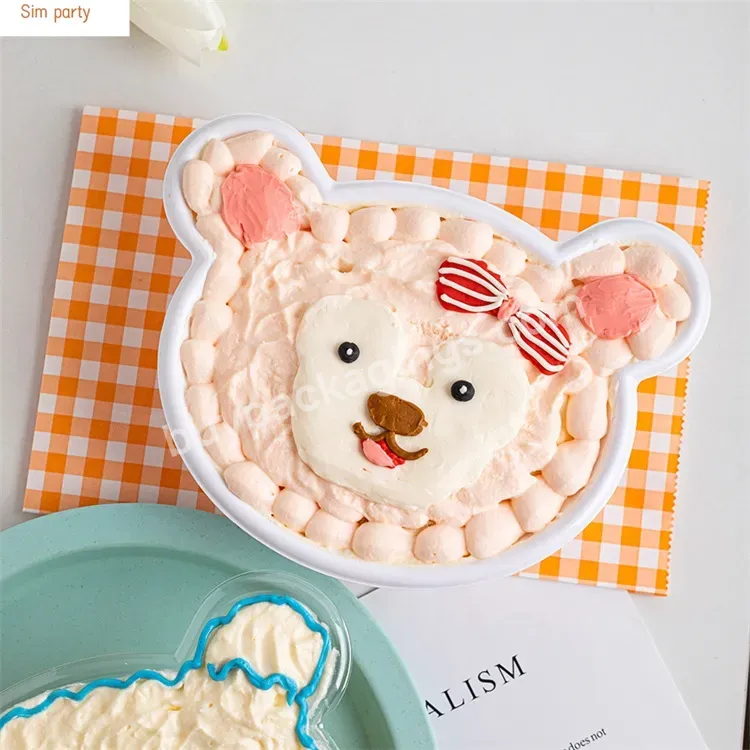 Sim-party Transparent Kids Mousse Takeaway Cute Bear Shaped Dessert Boxes Box Transparent For Cake