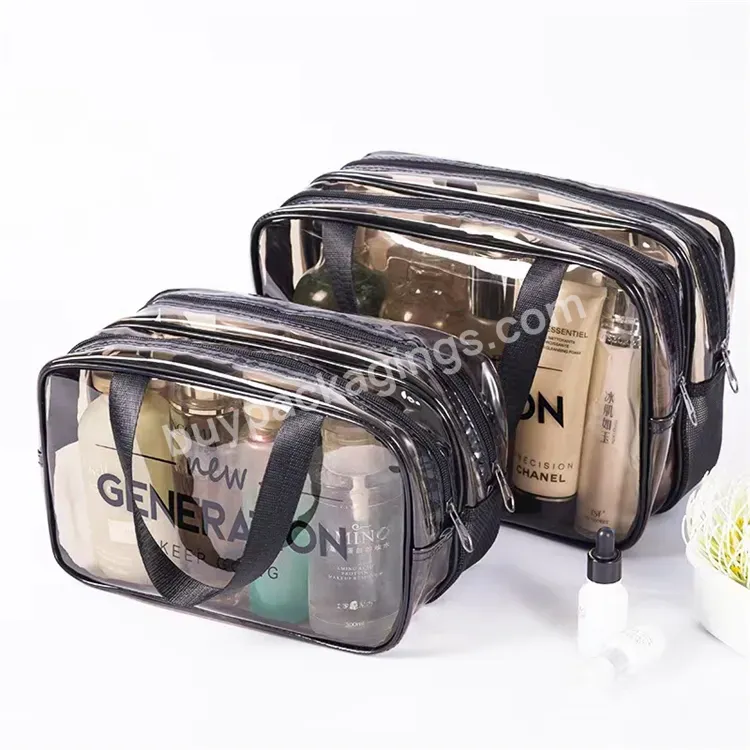 Sim-party Travel Pvc Transparent Dry Wet Separation Washing Storage Bag Cosmetic Bag Makeup Bag