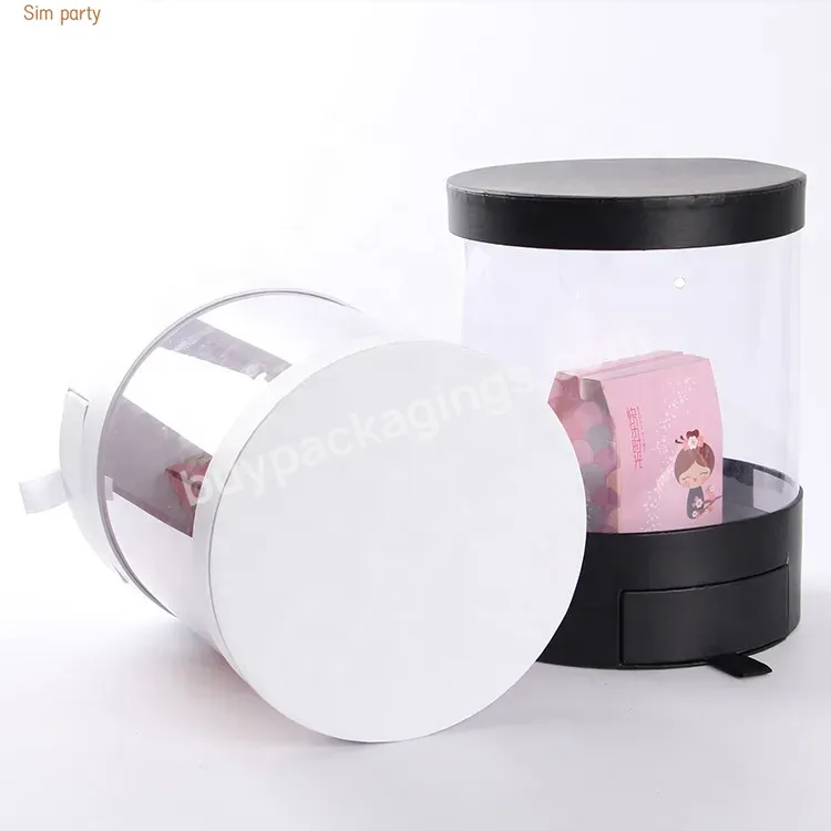 Sim-party Wedding Teddy Bear Rose Soap Mini Drawer Round Boxes Clear Plastic Gift Packaging Box For Flowers