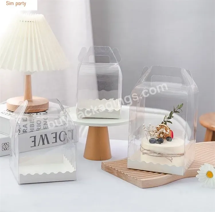 Sim-party White Tray Pastry Portable Transparent Birthday Dessert 3 4 5 6 Inch Box For Cake Plastic