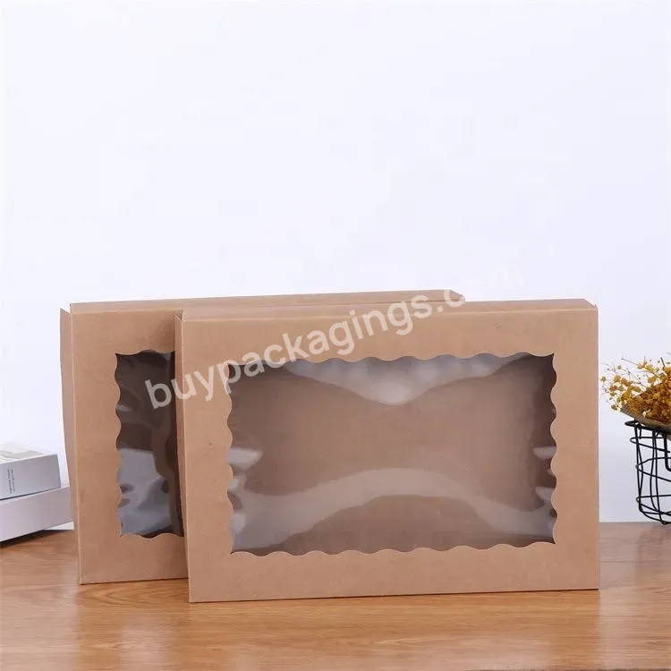 Sim-party Wholesale Baking Flip Big Kraft Paper Dessert Packing Boxes Cake Box With Window