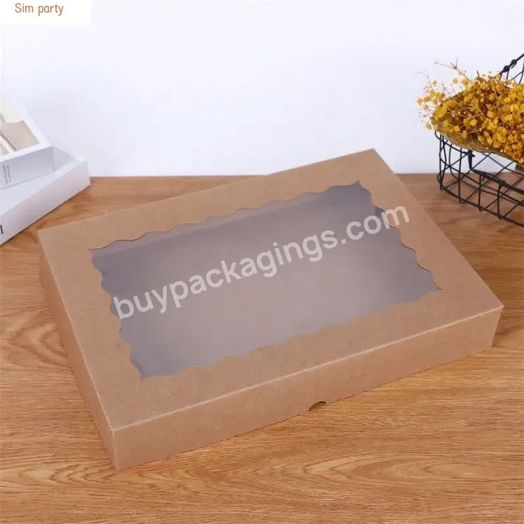 Sim-party Wholesale Baking Flip Big Kraft Paper Dessert Packing Boxes Cake Box With Window