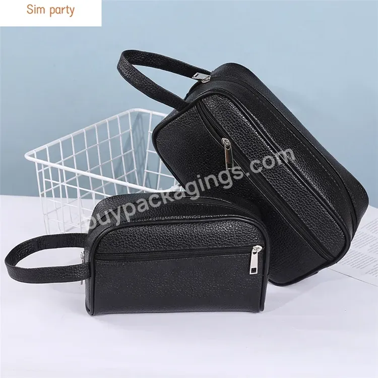 Sim-party Wholesale Black Classic Portable Business Trip Travel Storage Pu Leather Toiletry Bag Men - Buy Toiletry Bag Men,Business Trip Travel Storage Bag,Pu Makeup Bag Men.