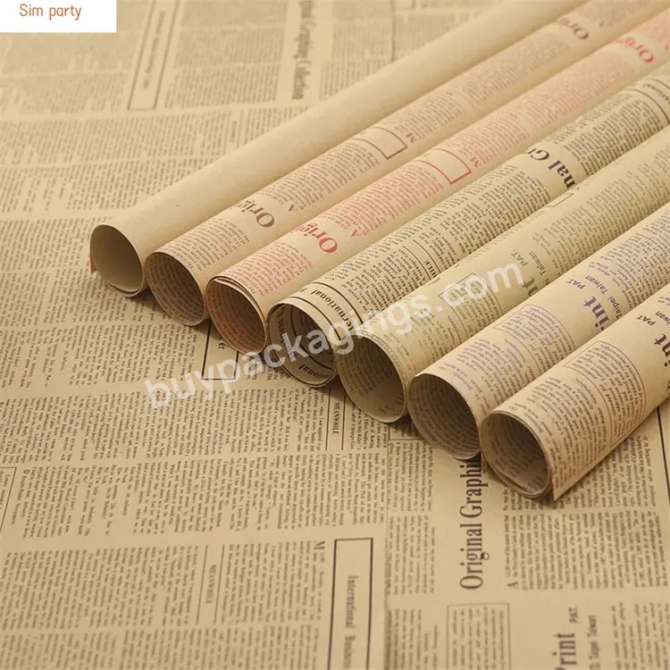 Sim-party Wholesale Floral Packing Material Bouquet Kraft Wrapper Flower Wrapping Paper Newspaper