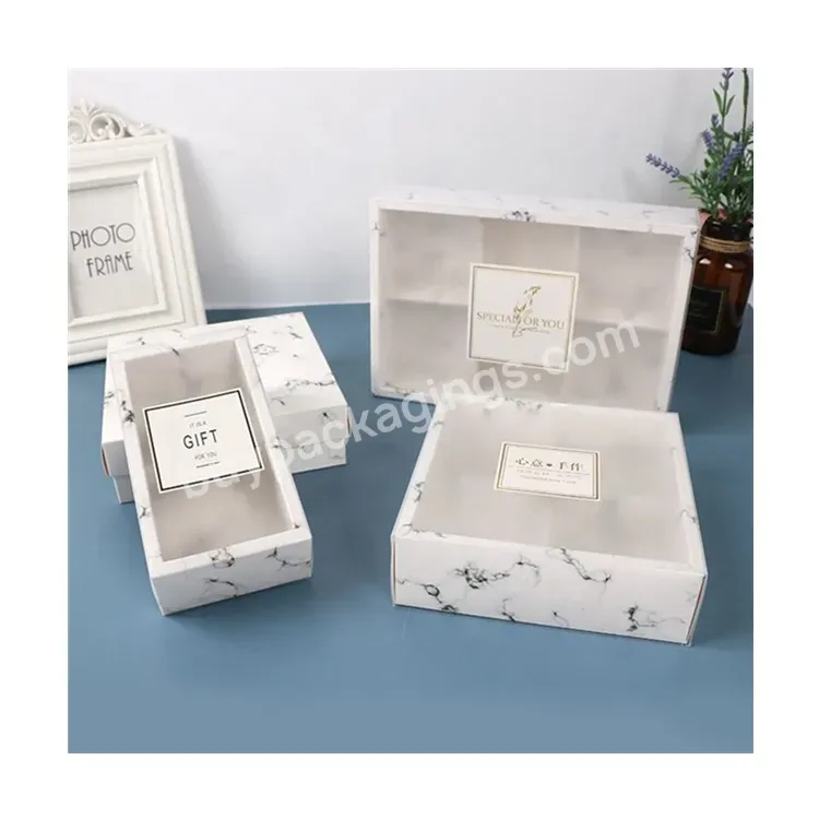 Sim-party Wholesale Mooncake Gift Box Clear Plastic 2 4 6 Marble Paper Mooncake Packaging Box