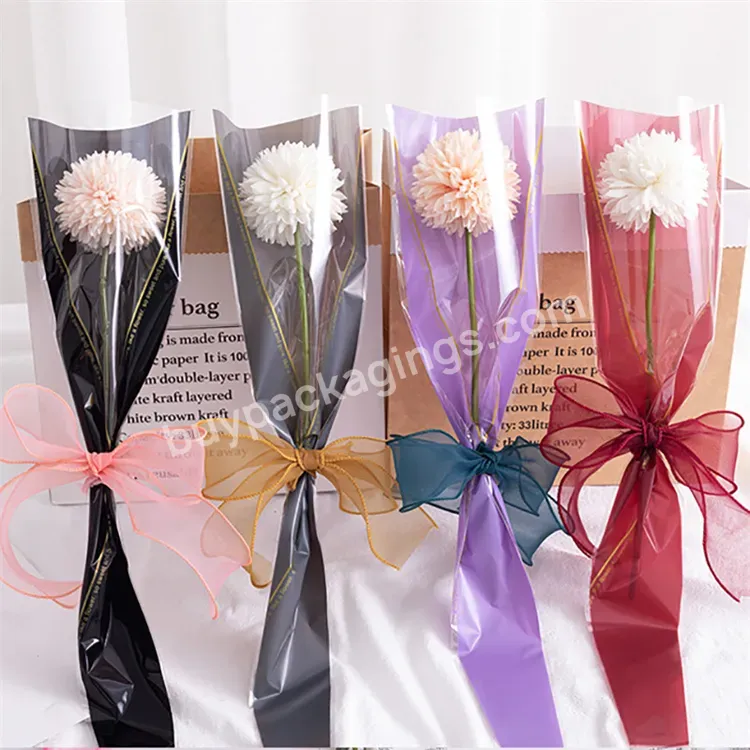 Sim-party Wholesale Waterproof Florist Opp Clear Rose Packaging Bags Single Flower Bag Wrapping