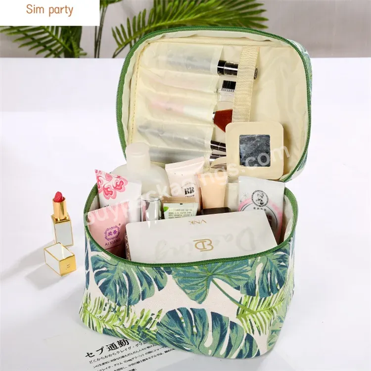 Sim-party Wholesale Zipper Opening Beach Travel Beauty Makeup Bags Carton Canvas Cosmetic Bag