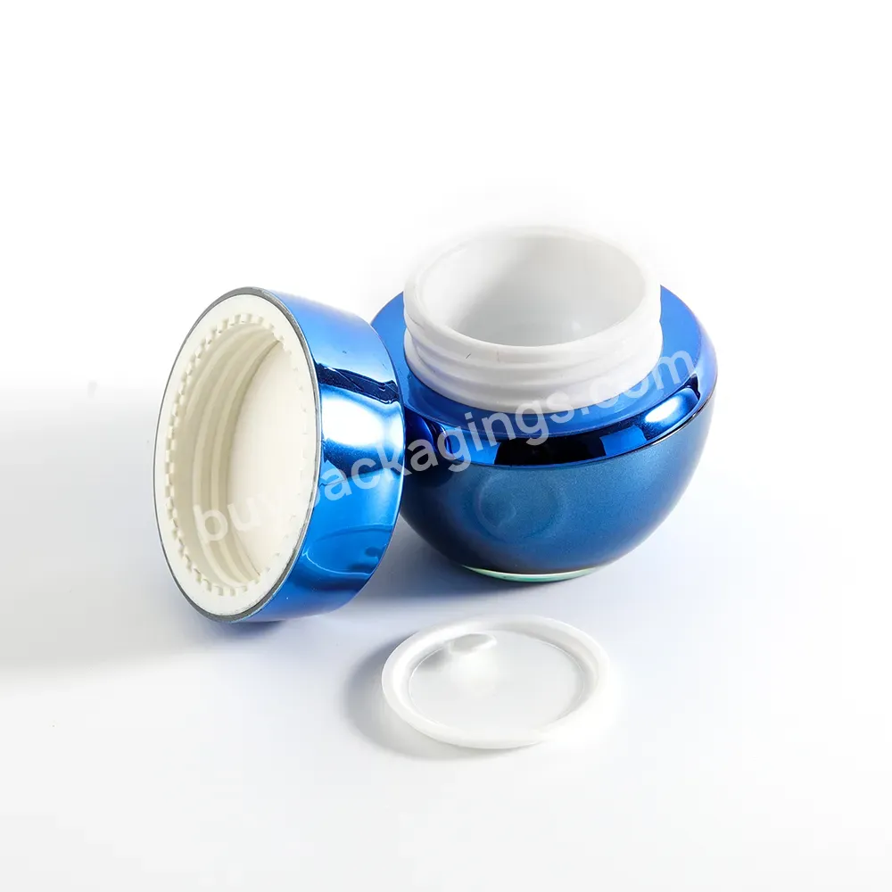 Simple Blue Acrylic Hot Stamping Screw Up Type Plastic Packaging Storage Container Empty Cream Jar