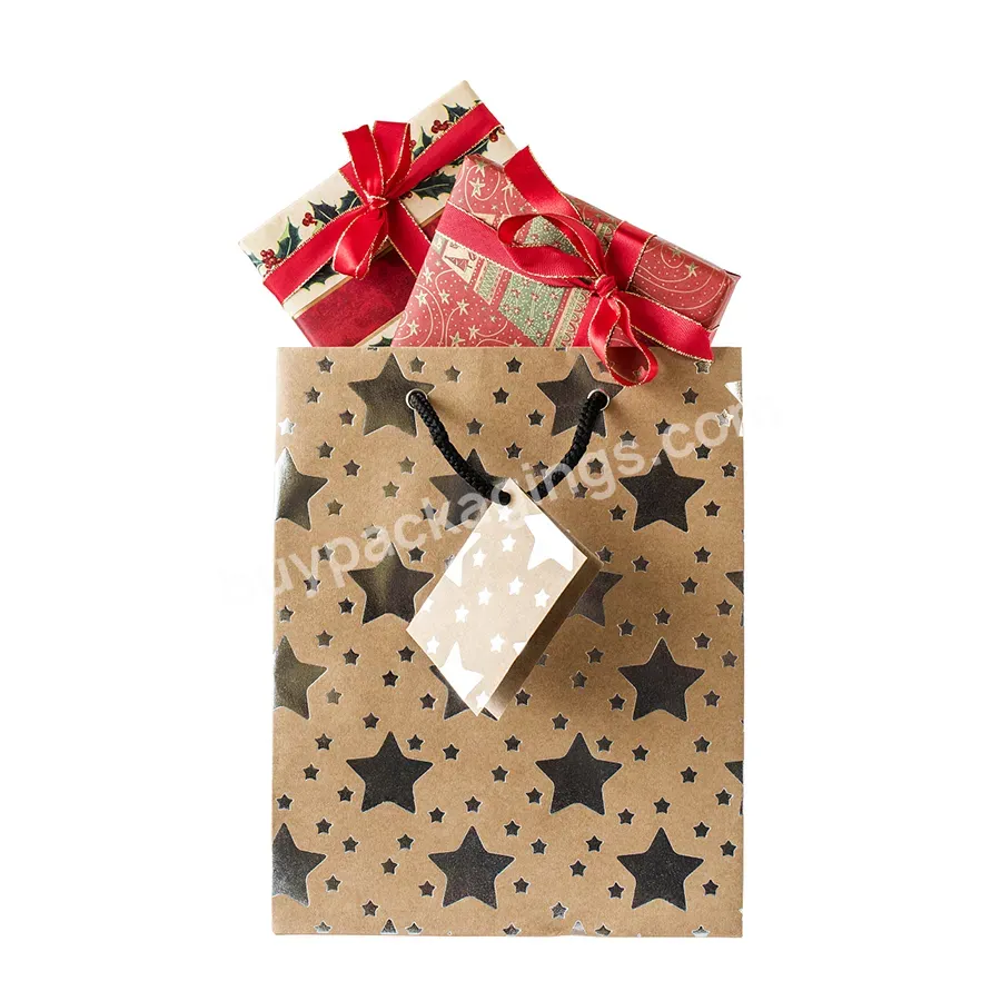 Simple Custom Gift Paper Bag Holiday&birthday Gift Hand-held Paper Bag Durable For Christmas