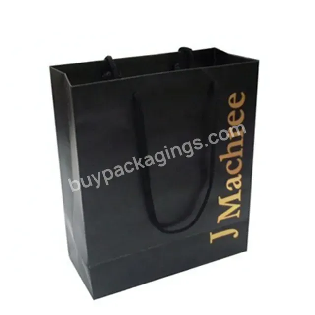 Simple Custom Rope Handle Gold Foil Competitive Price Printed Paper Bags With Logo