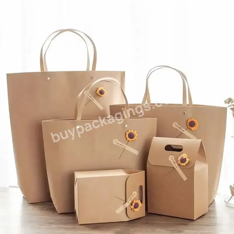 Simple Retro Kraft Paper Bag Gift Box Can Be Customized Logo Environmental Friendly Portable Paper Bag Birthday Gift Box