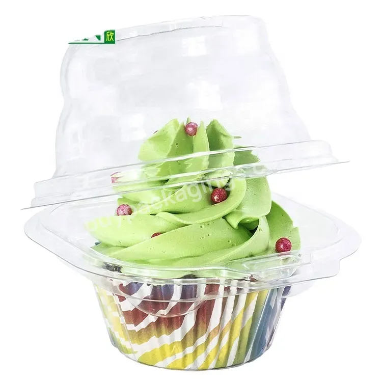 Single 1 Hole Clamshell Clear Plastic Single Cup Cake Mousse Boxes Double Individual Cup Cake Containers Packaging Boxes