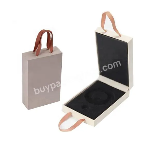 Single Color Cardpaper Velvet Lined Coin packaging gift Box with Handle