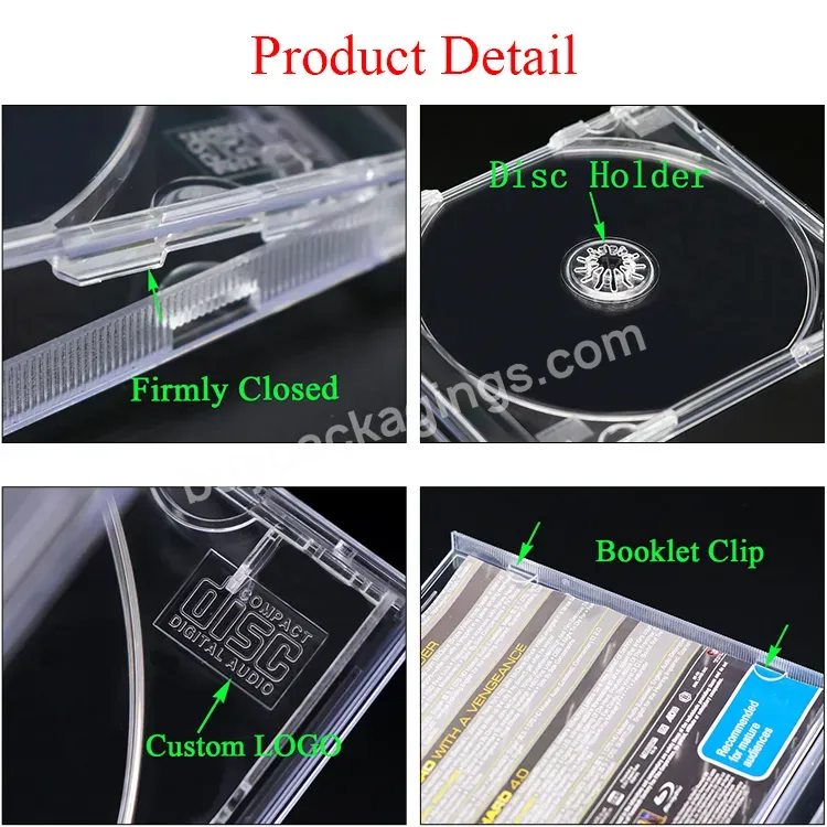 Single Disc Media Packaging Cd Dvd Plastic Storage Case Box Slim Transparent Cover Empty Cd Jewel Cases