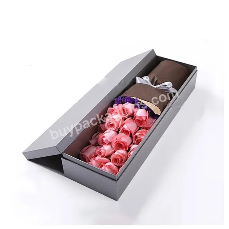 Single Flower Packaging Gift Box With Lid Custom Design Luxury Art Paper Disposable Uv Coating Varnishing Embossing