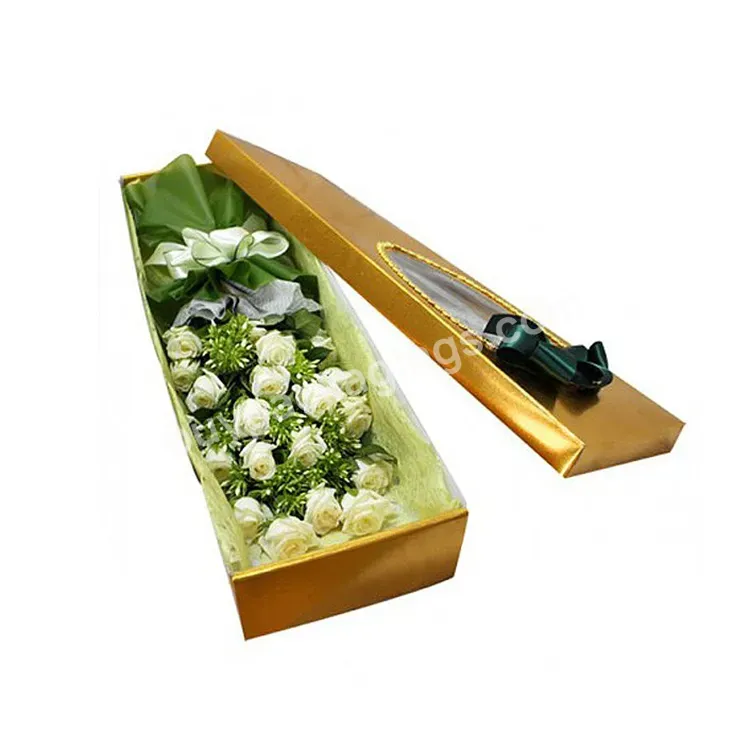 Single Flower Packaging Gift Box With Lid Custom Design Luxury Art Paper Disposable Uv Coating Varnishing Embossing
