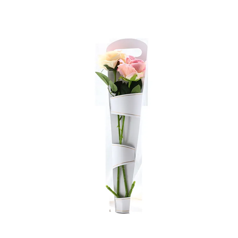 Single white card paper rose packaging carnation bouquet gift ins tanabata valentine's day flower packaging box bag