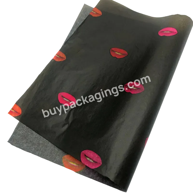 Sinicline Casual Style Eco Friendly Uv Foil Logo Printed Black Customized Wrapping Paper Tissue