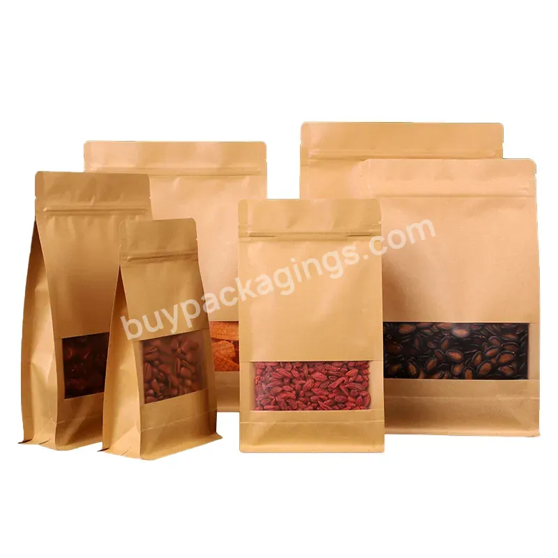 Size 10 * 20 + 3 Self Seal Bags Food Supplies Packaging Zip Lock Kraft Bag Printing Custom Logo
