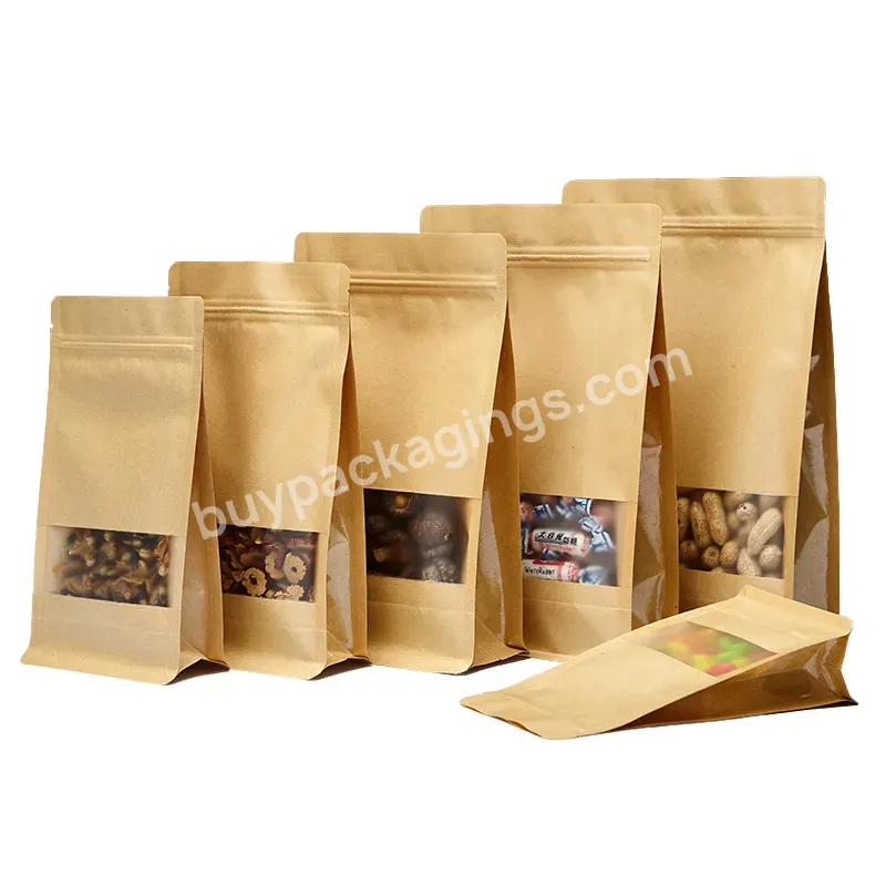 Size 10 * 20 + 3 Self Seal Bags Food Supplies Packaging Zip Lock Kraft Bag Printing Custom Logo