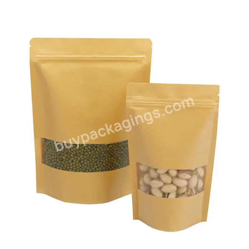 Size 16 * 23 + 4 Frosted Zipper Kraft Paper Bag Window Edible Packaging Paper Bags Zkittles Bags