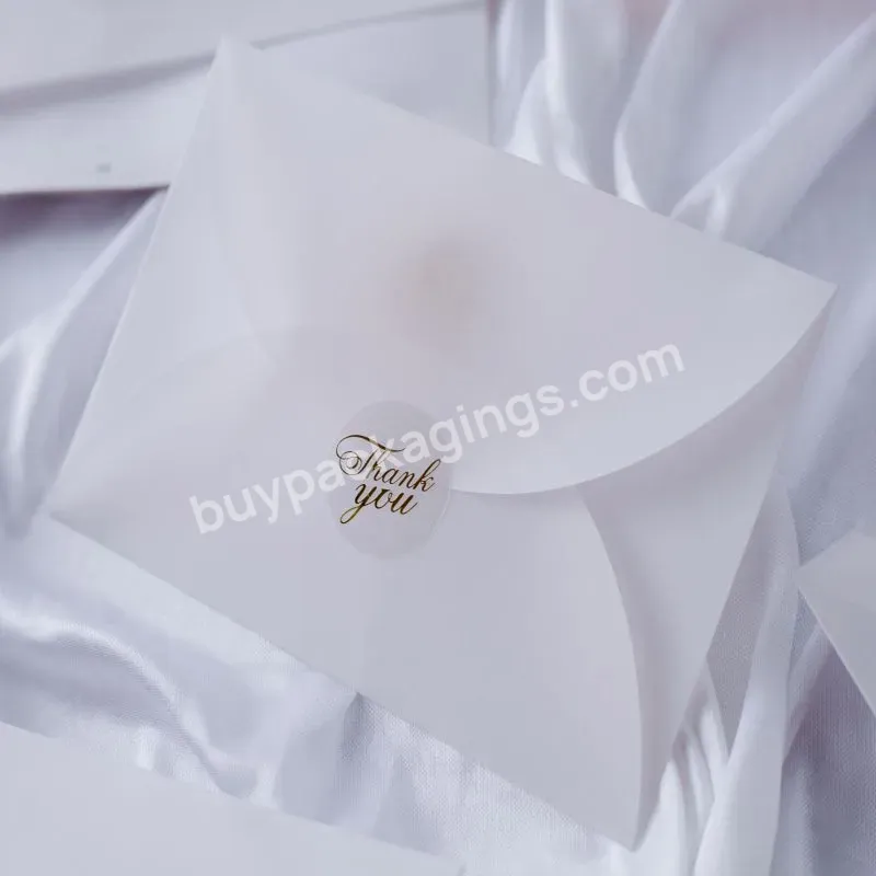 Size Customized Printing Transparent Transparency Paper Vellum Gold Foil Logo Gift Card Packaging Envelope